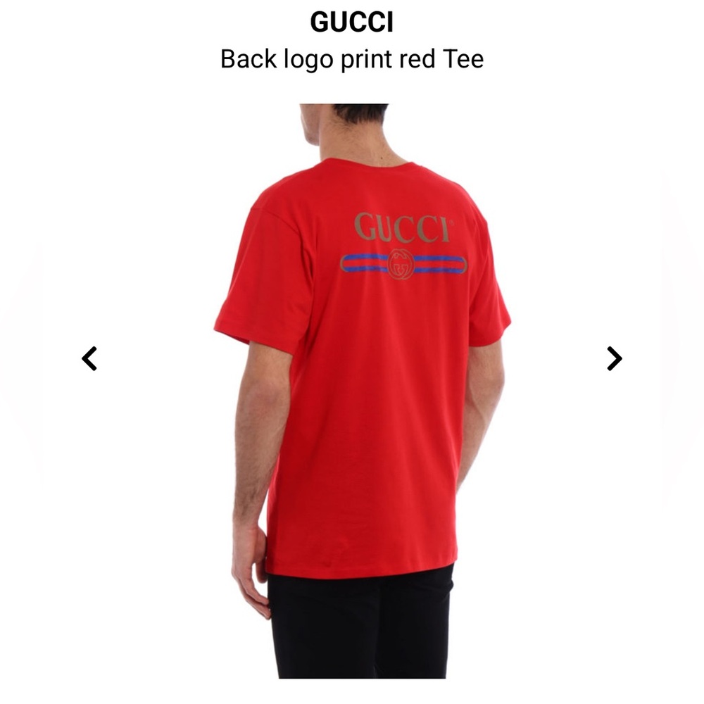 Gucci Red Short Sleeve Tee with Bold Logo Unisex - Picture 9 of 9